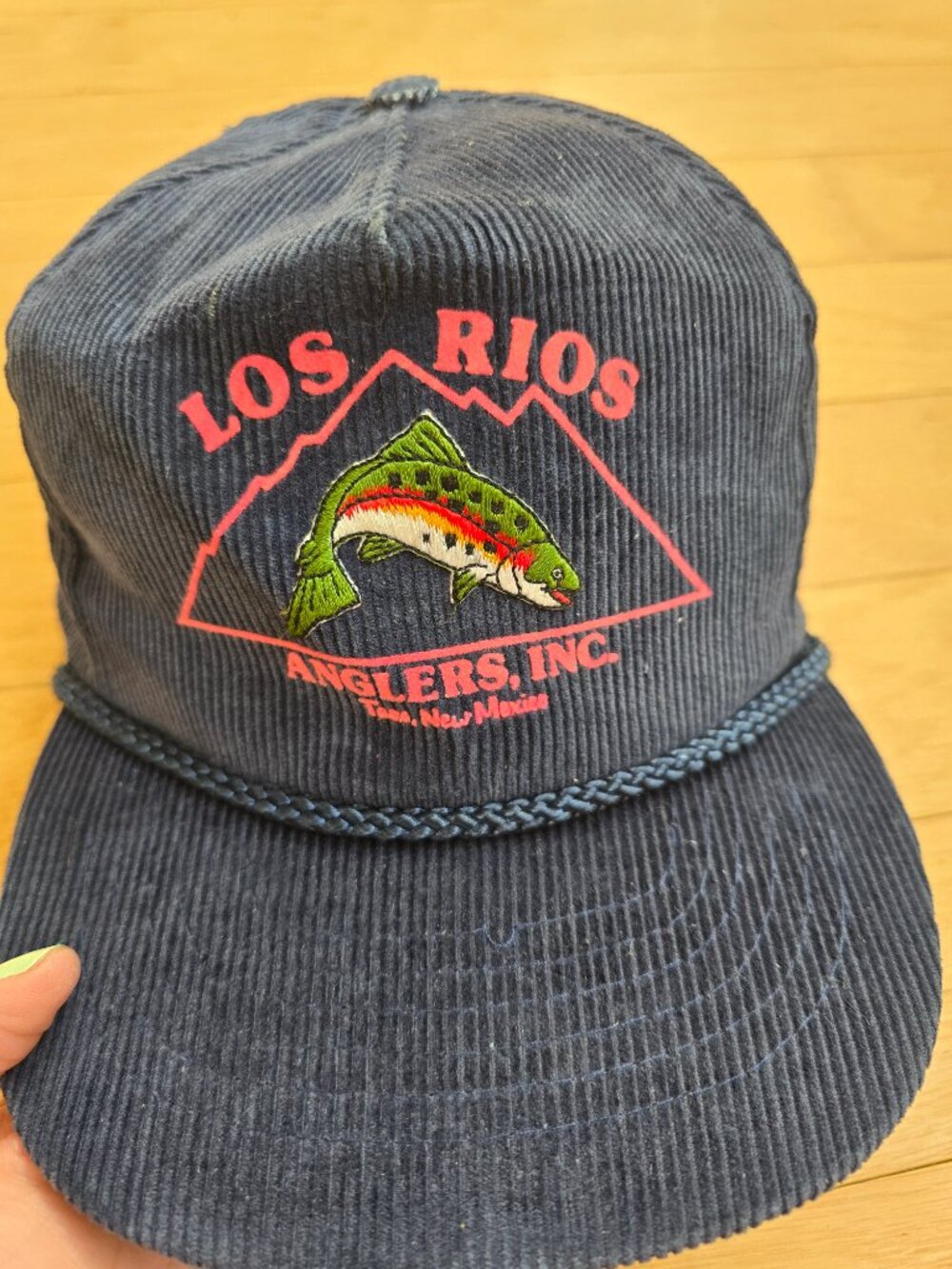 vintage 90's | Los Rios rainbow trout navy corduroy rope baseball hat - Picture 3 of 10
